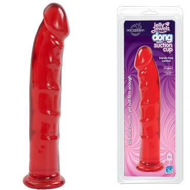 Doc Johnson Jelly Jewels Dong With Suction Cup, красный, Реалистичный фаллоимитатор