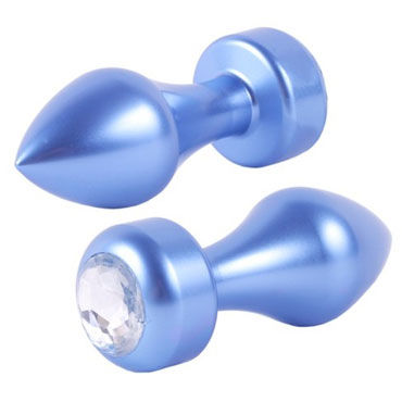 LoveToys Aluminium Blue Diamond, Анальная пробка с кристаллом светло-голубая