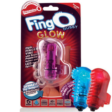 Screaming O Fingo Glow, фиолетовый, Вибронасадка светящаяся в темноте