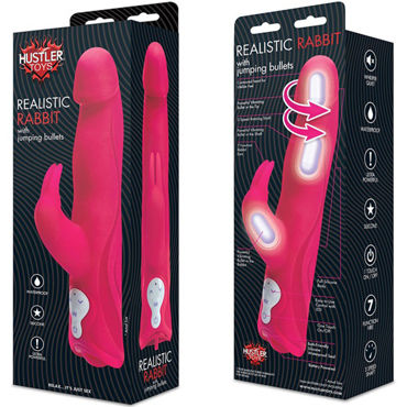Hustler Realistic Rabbit вибратор, розовый - С реалистичной головкой - купить в секс шопе