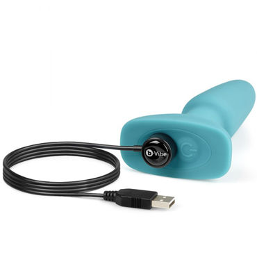 B-Vibe Rimming Plug 2, голубая - Вибровтулка с ротацией - купить в секс шопе