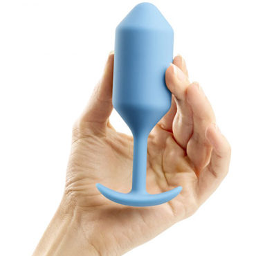 B-Vibe Snug Plug 3, голубая - Анальная пробка из силикона - купить в секс шопе