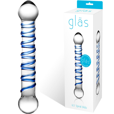 Glas 6,5" Spiral Dildo, прозрачно-синий, Фаллоимитатор с рельефным спиральным рисунком