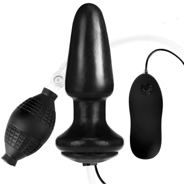 Lux Fetish 4" Inflatable Vibrating Butt Plug, черная - фото, отзывы