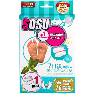 SOSU Педикюрные носочки Мята, 1 пара, Носочки для педикюра SOSU с ароматом мяты 1 пара