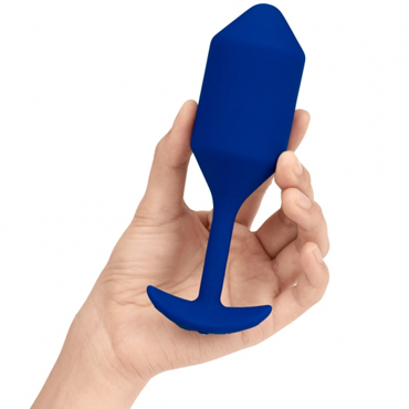 B-Vibe Vibrating Snug Plug 4, синяя, Пробка для ношения с вибрацией и другие товары B-Vibe с фото
