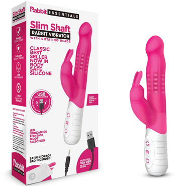 Rabbit Essentials Slim Shaft Rabbit Vibrator, розовый