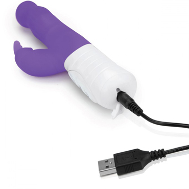 Rabbit Essentials Slim Shaft Rabbit Vibrator, фиолетовый - Кролик-вибратор с тонким изгибом - купить в секс шопе