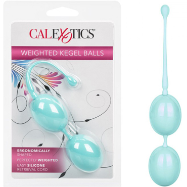 California Exotic Weighted Kegel Balls, голубые, Эргономичные вагинальные шарики