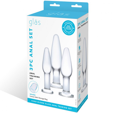 Glas 3PC Anal set, прозрачный - Сет из 3-х стеклянных анальных пробок - купить в секс шопе