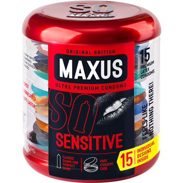 Maxus Sensitive, 15 шт, Презервативы с железным кейсом ультратонкие