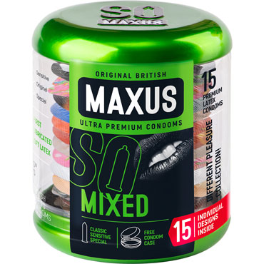 Maxus Mixed, 15 шт, Набор презервативов с железным кейсом