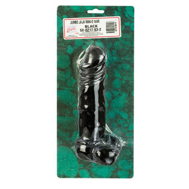 California Exotic Jumbo Jack Man-O-Wars 18 см, черный - Реалистичный фаллоимитатор с мошонкой - купить в секс шопе