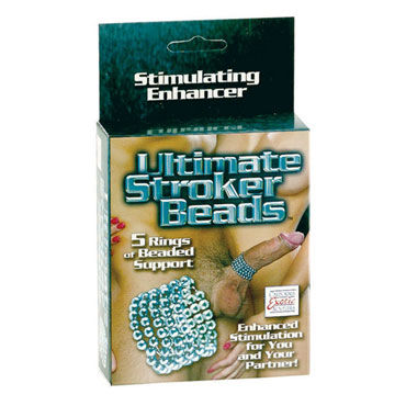 California Exotic Ultimate Stroker Beads, серебристый - Кольцо из пяти рядов шариков - купить в секс шопе
