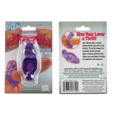 California Exotic Super Stretch, фиолетовый - Эрекционное кольцо со стимуляцией клитора - купить в секс шопе