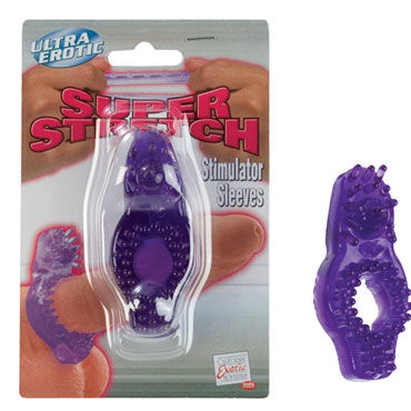 California Exotic Super Stretch, фиолетовый, Эрекционное кольцо со стимуляцией клитора