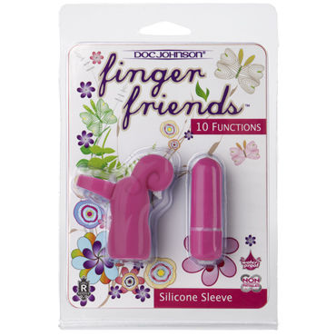 Doc Johnson Finger Friends Curly Cue, розовая - Вибронасадка на палец - купить в секс шопе
