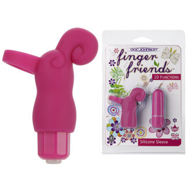Doc Johnson Finger Friends Curly Cue, розовая, Вибронасадка на палец
