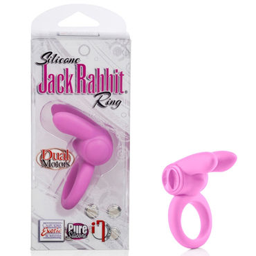 California Exotic Silicone Jack Rabbit Ring, розовое, Эрекционное виброкольцо с клиторальным кроликом