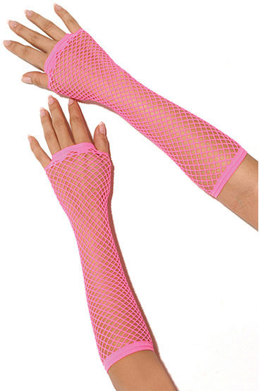Electric Lingerie перчатки, розовые, Длинные, в сеточку