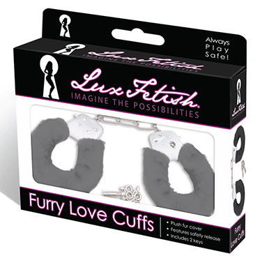 Lux Fetish Cuffs, черный, Наручники с мехом