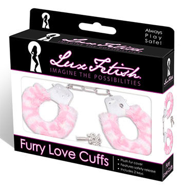 Lux Fetish Cuffs, розовый, Наручники с мехом