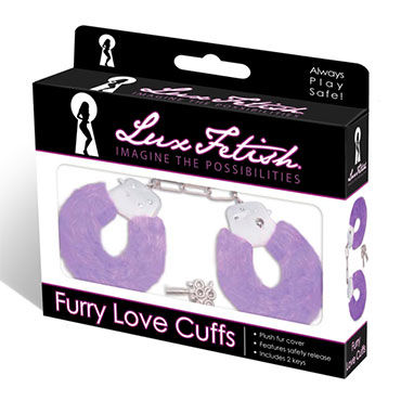 Lux Fetish Cuffs, фиолетовый, Наручники с мехом
