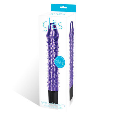 Glas Spiked Punch - Фиолетовый вибратор из стекла с точками - купить в секс шопе