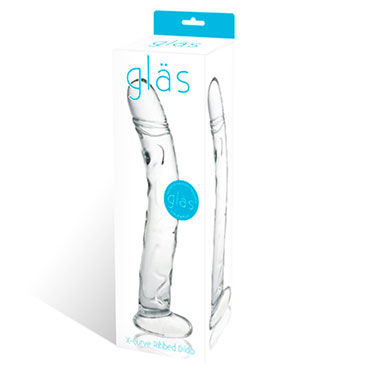 Glas X-curve Ribbed - Фаллоимитатор из стекла - купить в секс шопе