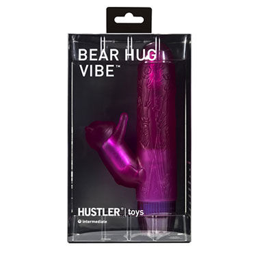 Hustler Bear Hug Vibe, розовый - Вибратор с мишкой-стимулятором клитора - купить в секс шопе