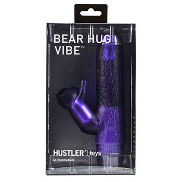 Hustler Bear Hug Vibe, фиолетовый - Вибратор с мишкой-стимулятором клитора - купить в секс шопе