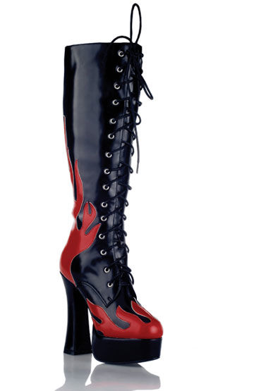 Electric Lingerie Shoes сапоги, черные, С красными языками пламени