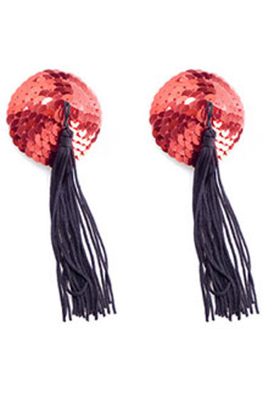 Electric Lingerie пэстисы, красно-черные, Круглой формы, с кисточками