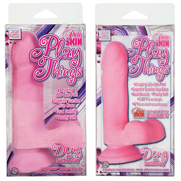 California Exotic Pure Skin Play Things, розовый - Реалистичный фаллоимитатор на присоске - купить в секс шопе