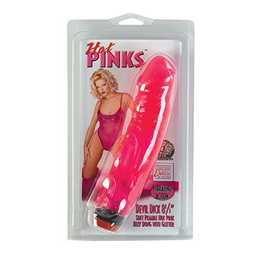 California Exotic Hot Pinks, 20 см - Розовый вибратор с блестками - купить в секс шопе
