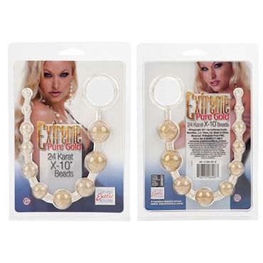 California Exotic Extreme Pure Gold X-10 Beads - Золотые анальные бусы - купить в секс шопе
