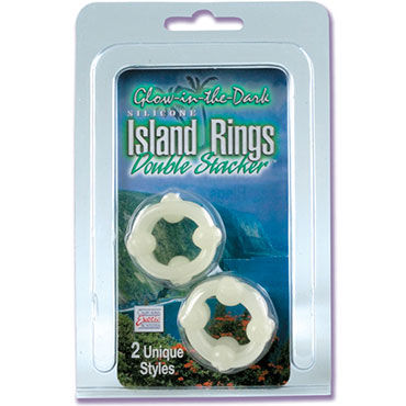 California Exotic Island Rings Double Stackers - Эрекционные кольца, светящиеся в темноте - купить в секс шопе