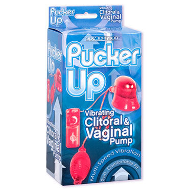 Doc Johnson Pucker Up, розовый - Вагинально-клиторальная помпа с вибрацией - купить в секс шопе