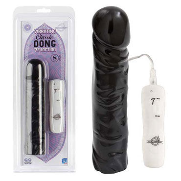 Doc Johnson Vibrating Classic Dong 19 см, черный — фото 1
