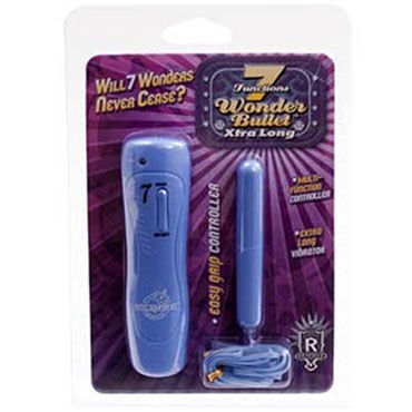 Doc Johnson Wonder Bullet, голубой - Экстра-длинная, с 7-ю функциями - купить в секс шопе