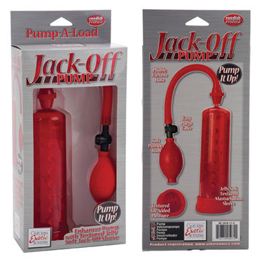 California Exotic Jack-Off Pump, красный - Вакуумная помпа с грушей - купить в секс шопе
