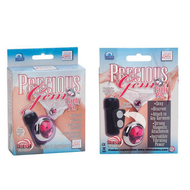 California Exotic Precious Gem Panty Pals, розовый - Вибро-стимулятор клитора в форме кристалла - купить в секс шопе