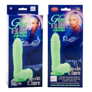 California Exotic Glow In The Dark Life Likes - Люминсцентный пенис на присоске, 20 см - купить в секс шопе