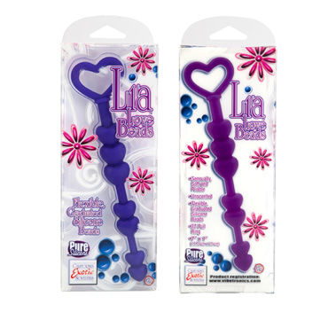 California Exotic Lia Love Beads, фиолетовый - Анальные бусы-сердечки - купить в секс шопе
