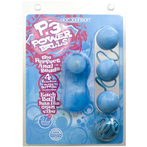 Doc Johnson Power Balls, голубой - Многофункциональные шарики с вибрацией - купить в секс шопе
