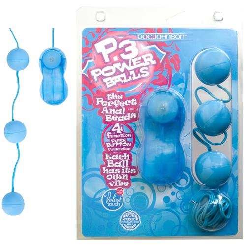 Doc Johnson Power Balls, голубой, Многофункциональные шарики с вибрацией