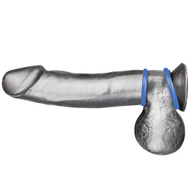 Blue Line Silicone Cock Ring Set, голубой - Два эрекционных кольца из силикона - купить в секс шопе