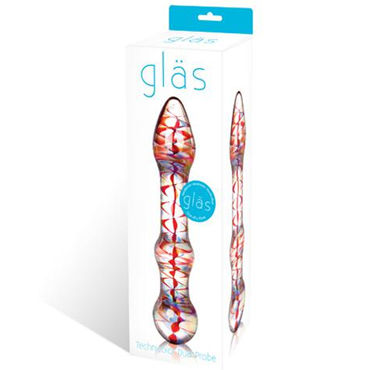 Glas Technicolor Dual Probe - Перламутровый стеклянный жезл - купить в секс шопе