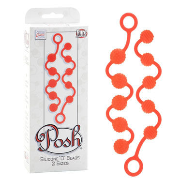 California Exotic Posh Silicone “O” Beads, оранжевый, Две анальные цепочки