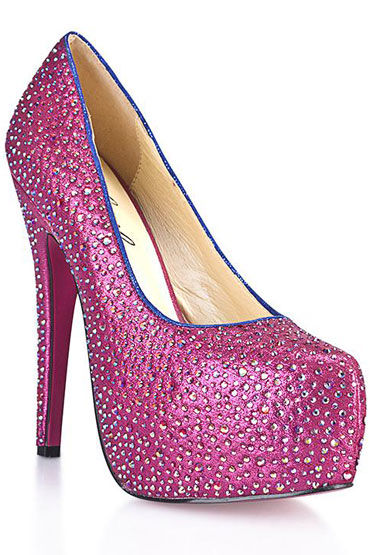 Hustler Sexy Pink Туфли на высокой шпильке, Декорированы серебряными кристаллами